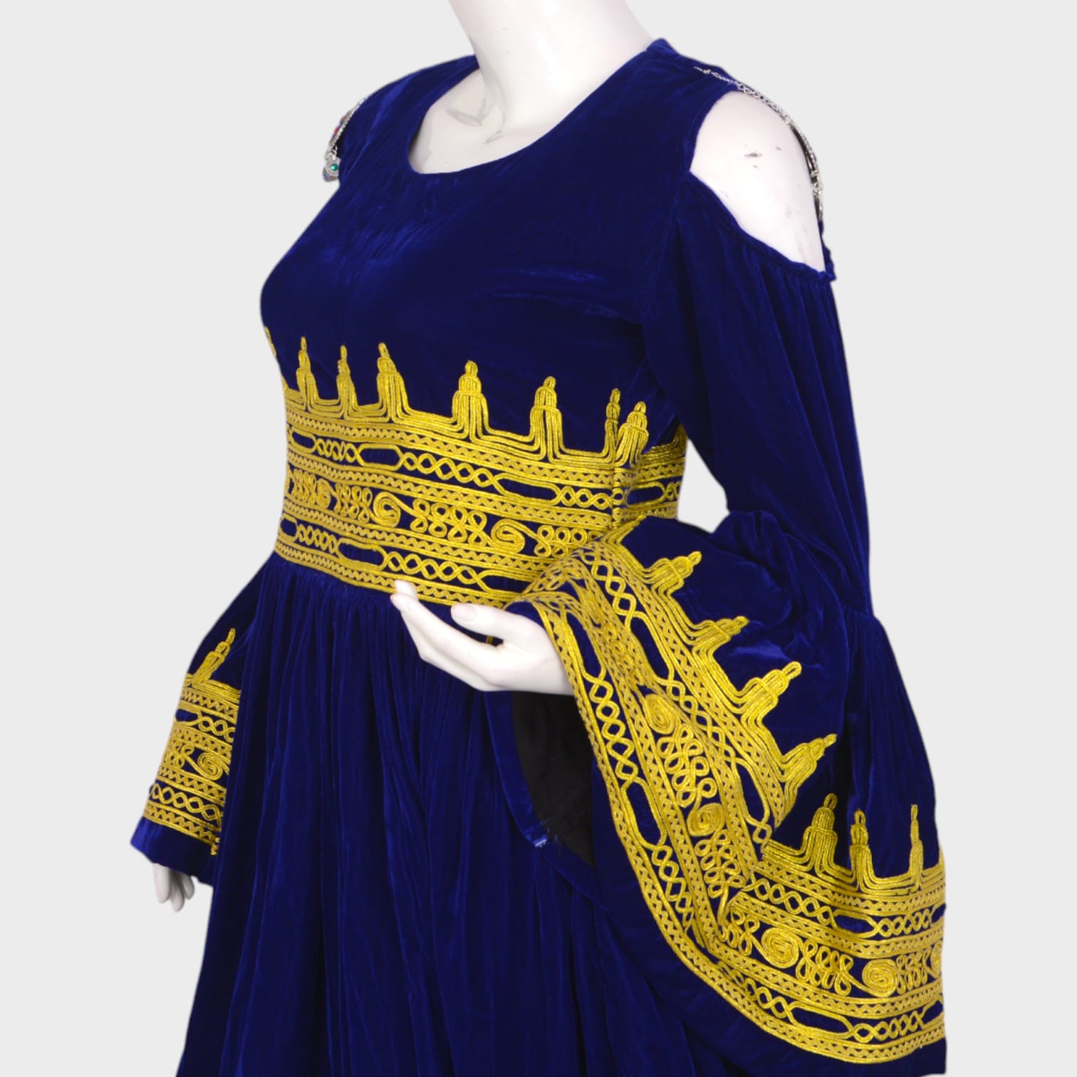 Royal Blue & Gold Pashtun Dress