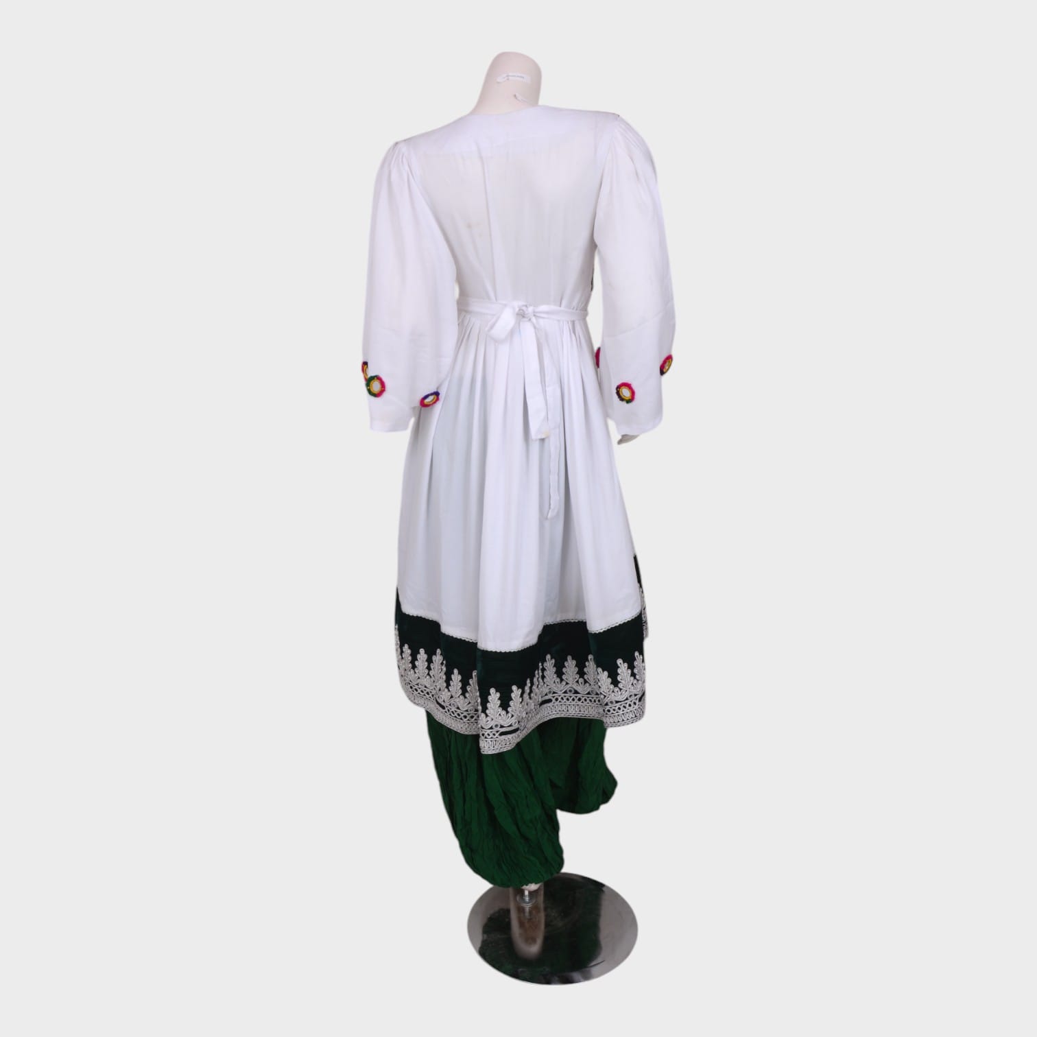 White Elegance Traditional Afghani Dress