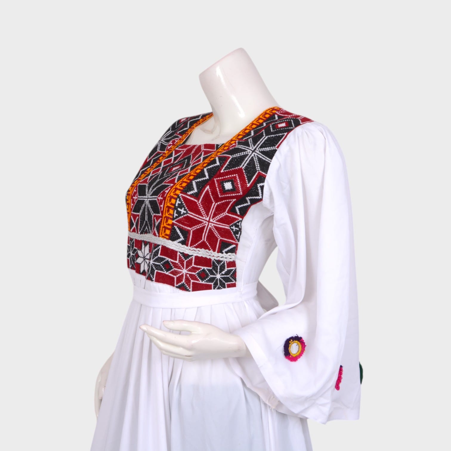 White Elegance Traditional Afghani Dress