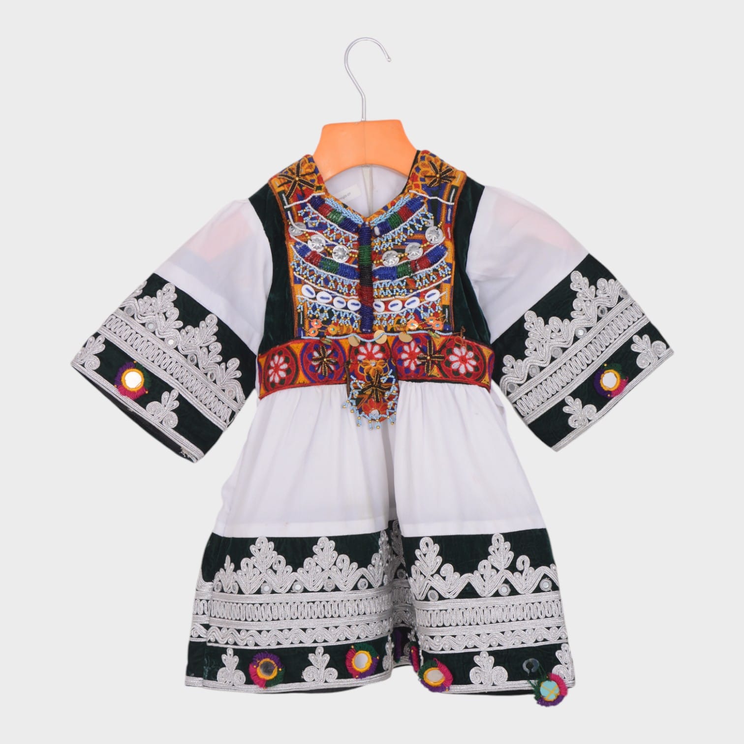 Little Heritage Afghani Dress – White & Black Edition