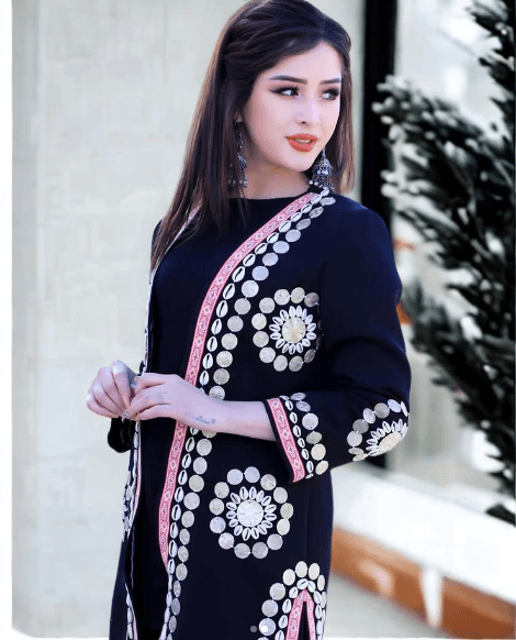 Women Coat | Black Embroidered Caftan