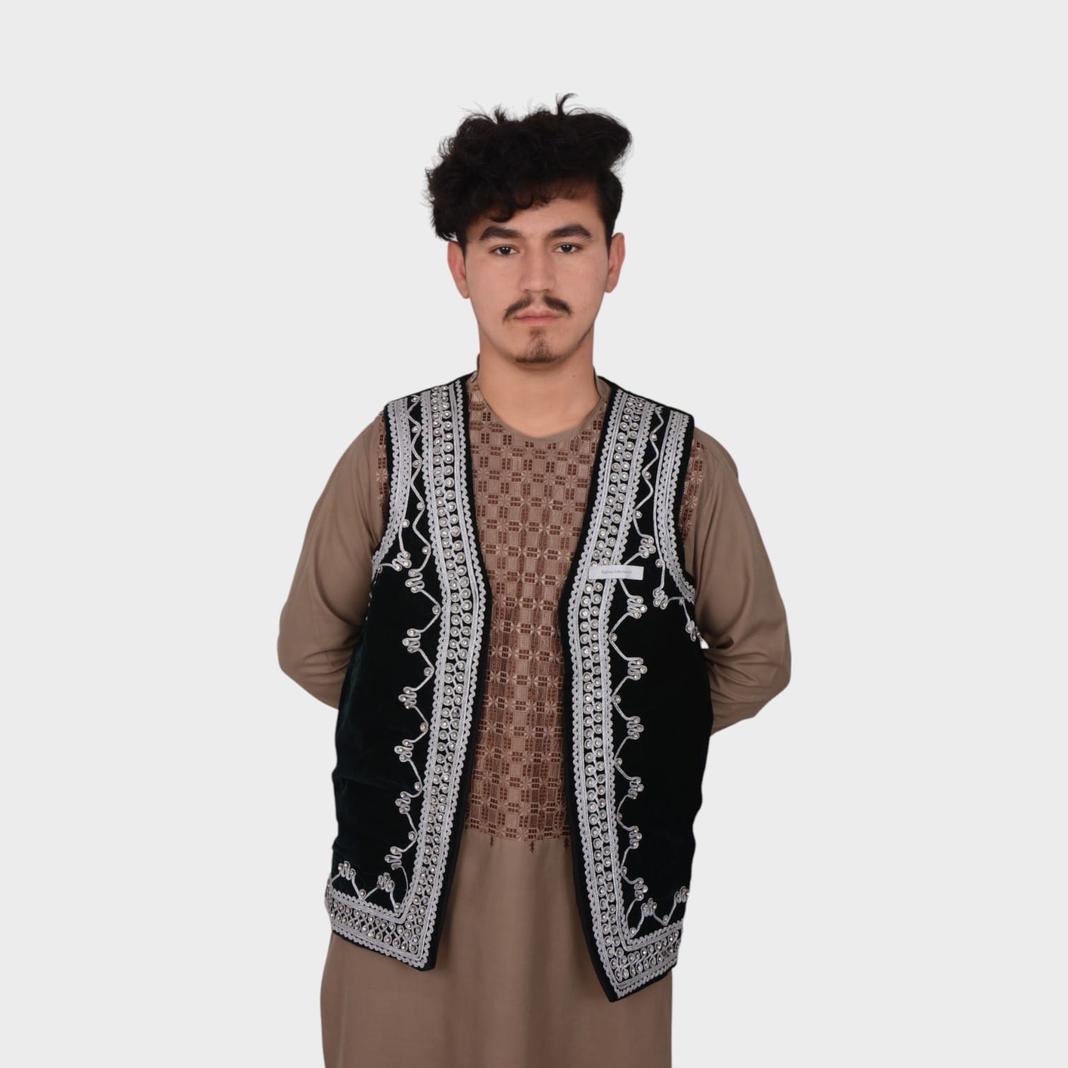 Velvet Waistcoat for men Afghani Siyah Kaarmen Waistcoat