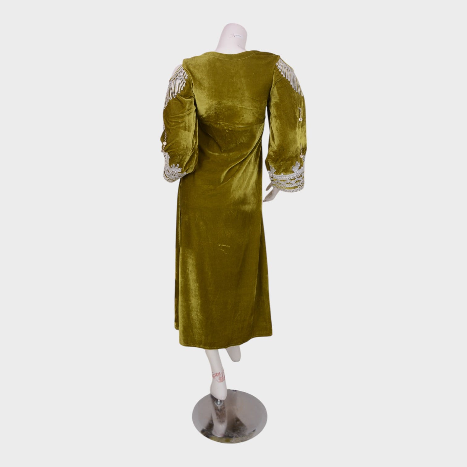 Naghma Olive Velvet Dress Handmade