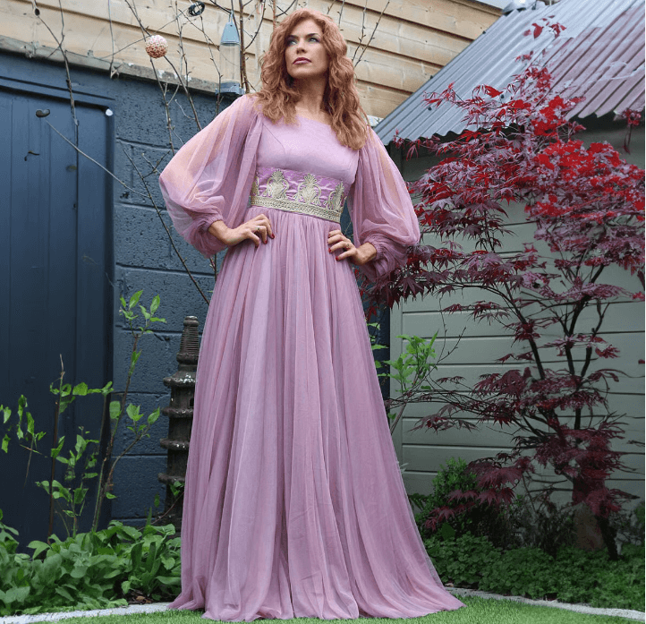 Pink Maxi | Puffed Sleeve Long Fancy Maxi