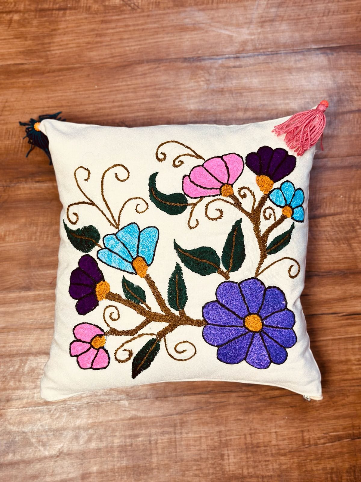 Hand- Embroidered floral cushion - suzani