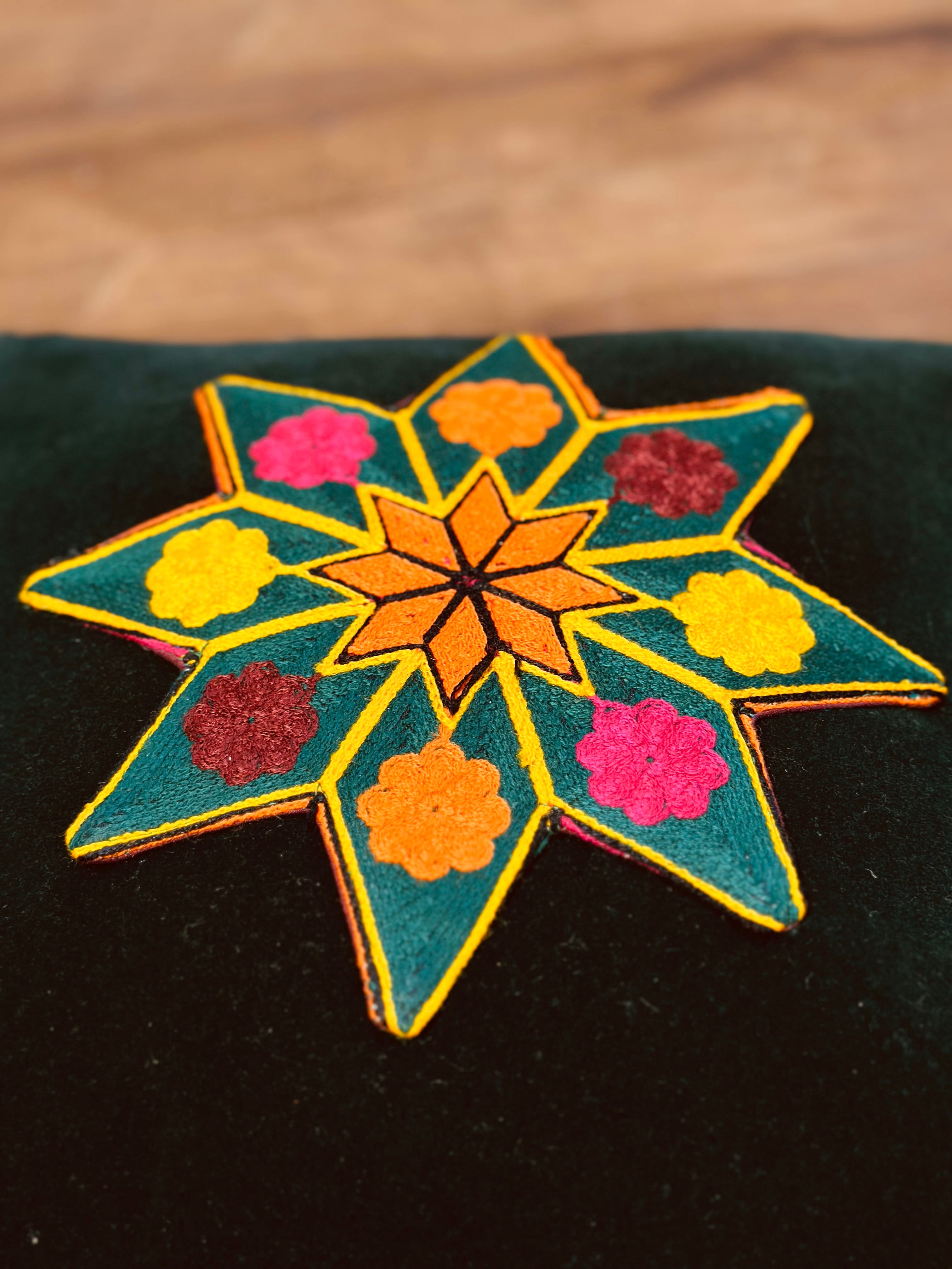 Pillow cover Hand-Embroidered Star Motif