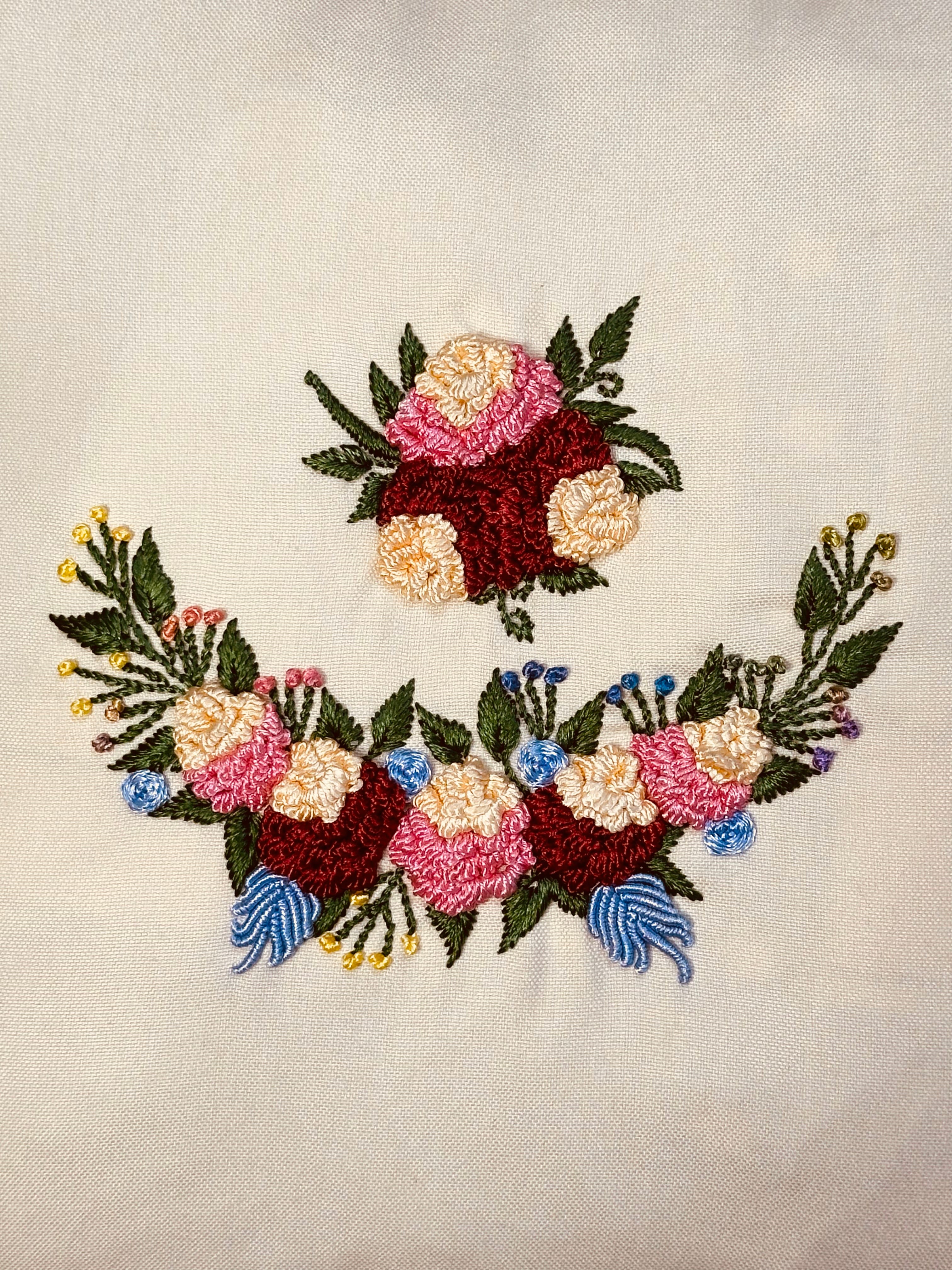 Pillow cover hand-embriodered