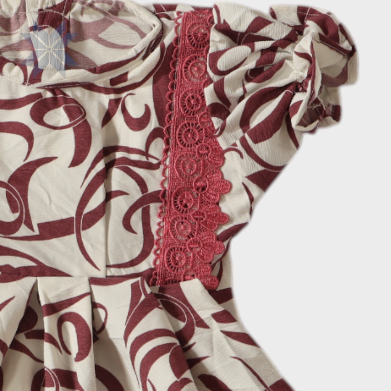 Roya Ruffle Dress – Cream & Maroon Printed Edition (Girls)