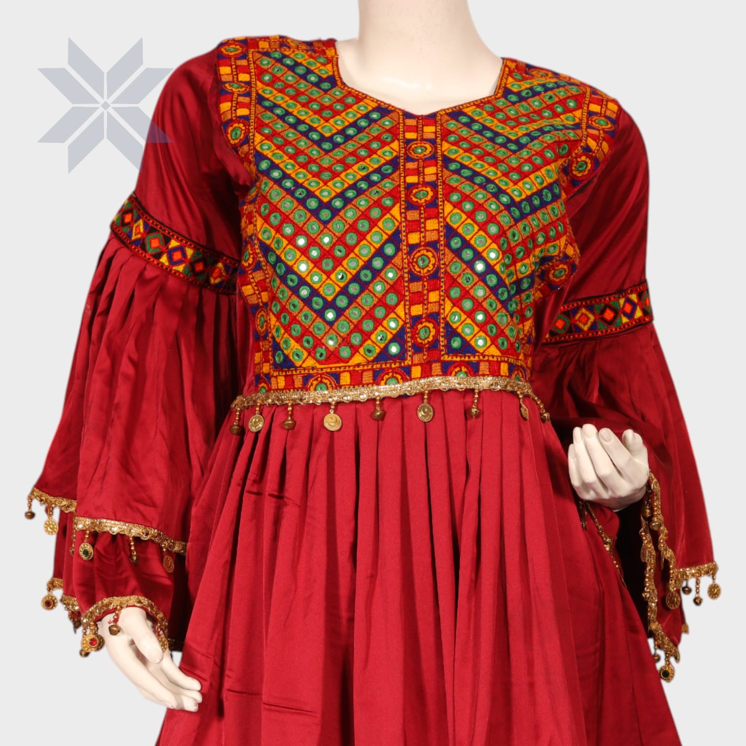 Rohina Red Tiered Dress – Traditional Embroidered Coin Set