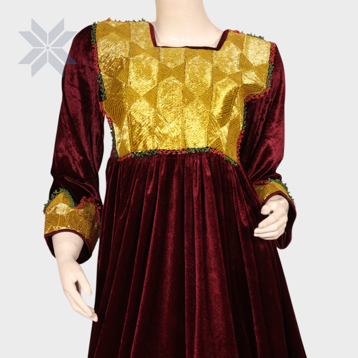 Zarmina Royal Set – Burgundy Velvet & Emerald Silk Edition