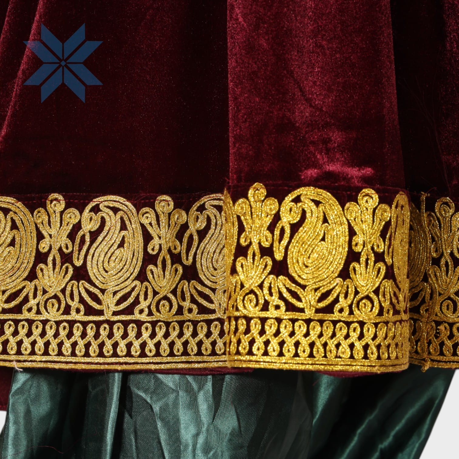 Zarmina Royal Set – Burgundy Velvet & Emerald Silk Edition