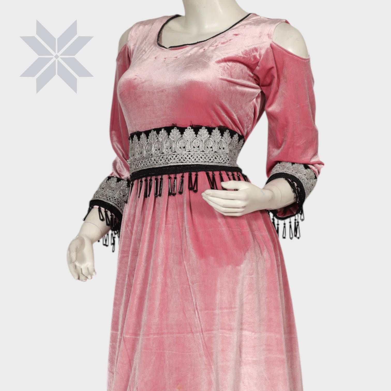 Layla Velvet Glam Set – Pink with Black Fringe Edition
