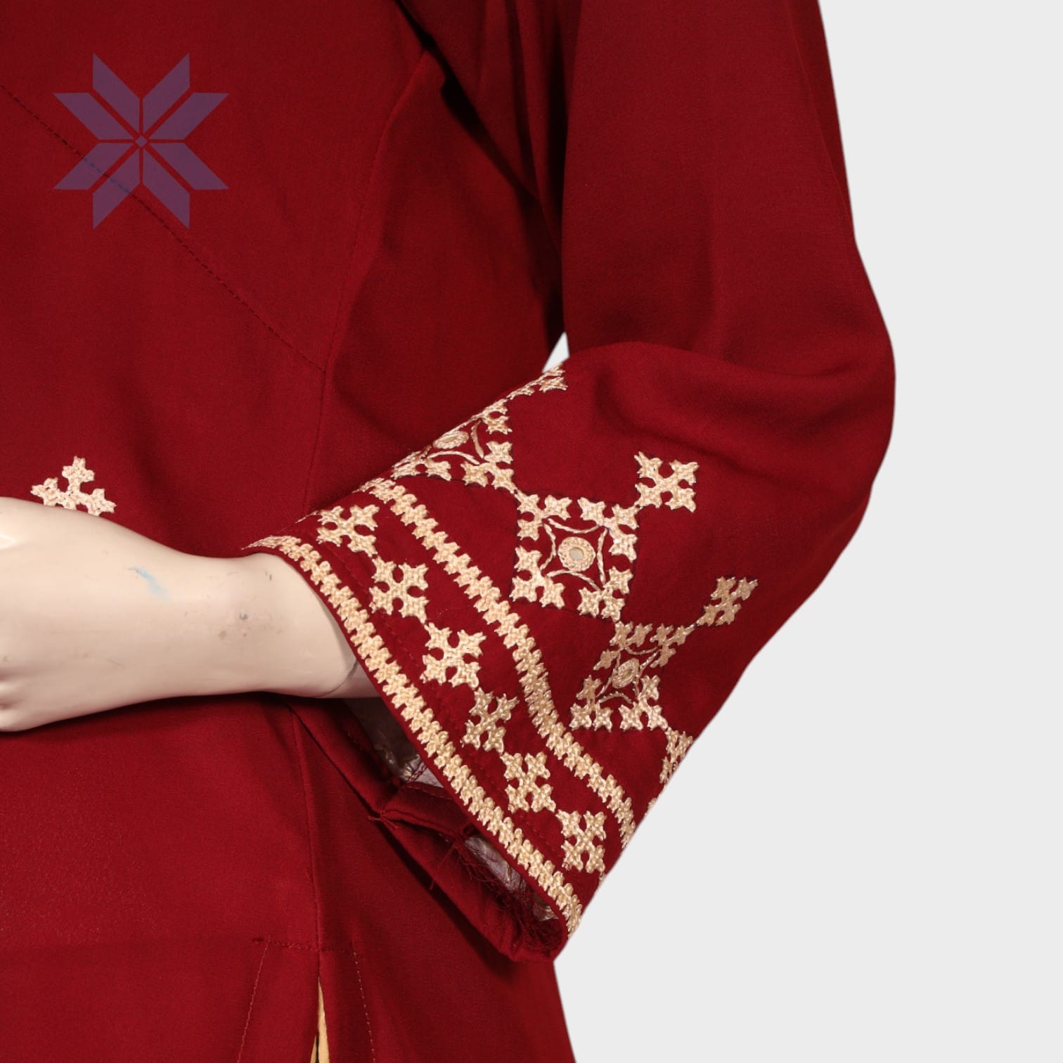 Ariana Embroidered Tunic – Maroon & Ivory Minimalist Edition