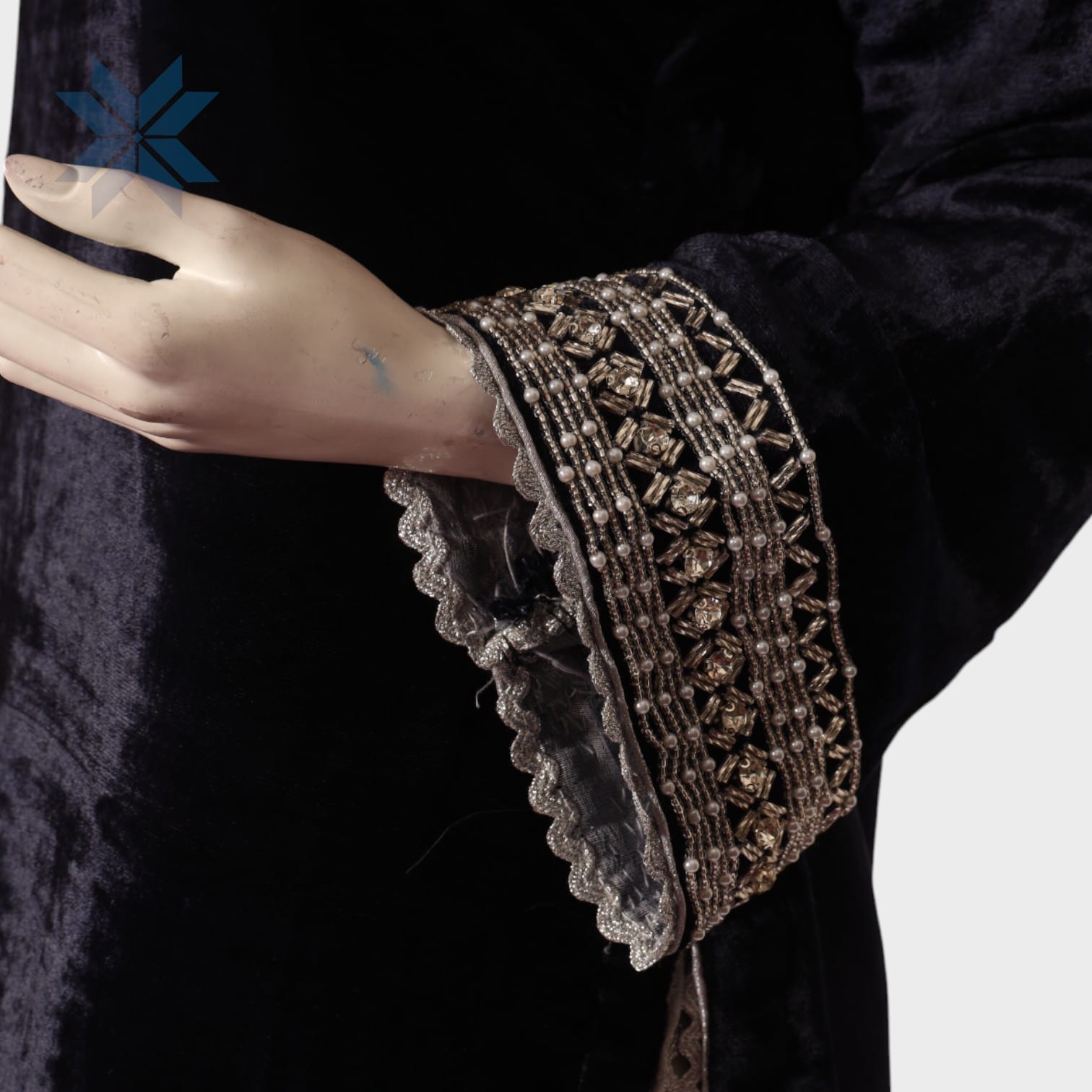 Noor Velvet Elegance Dress – Black with Silver Handwork