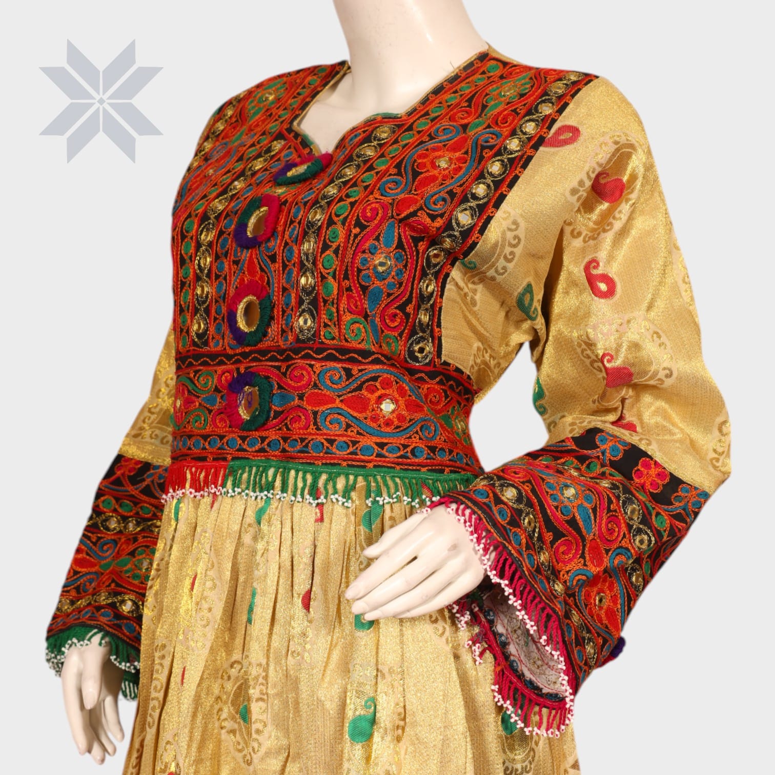 Noor Golden Afghani Traditional Dress