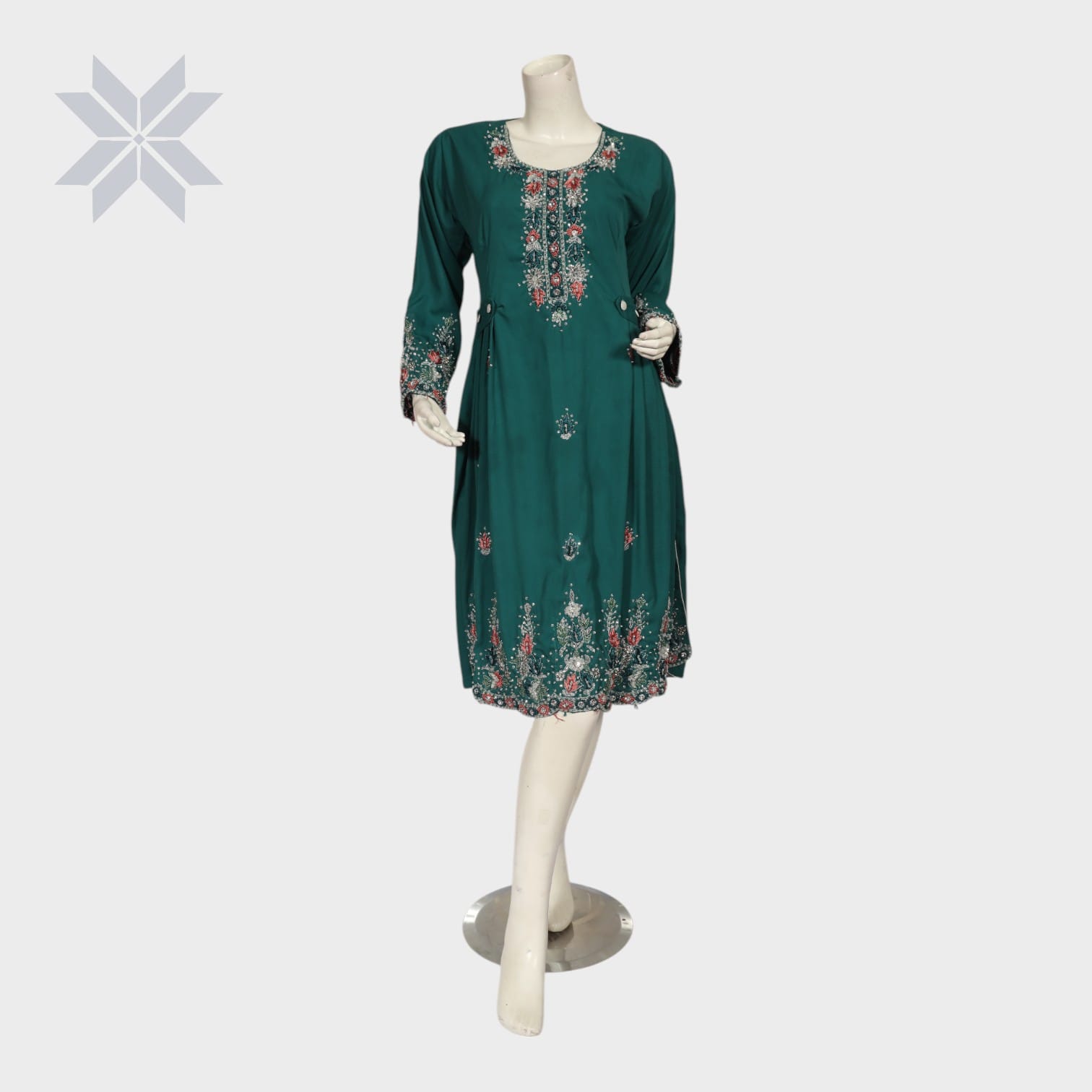 Zamzam Teal Embroidered Kurti