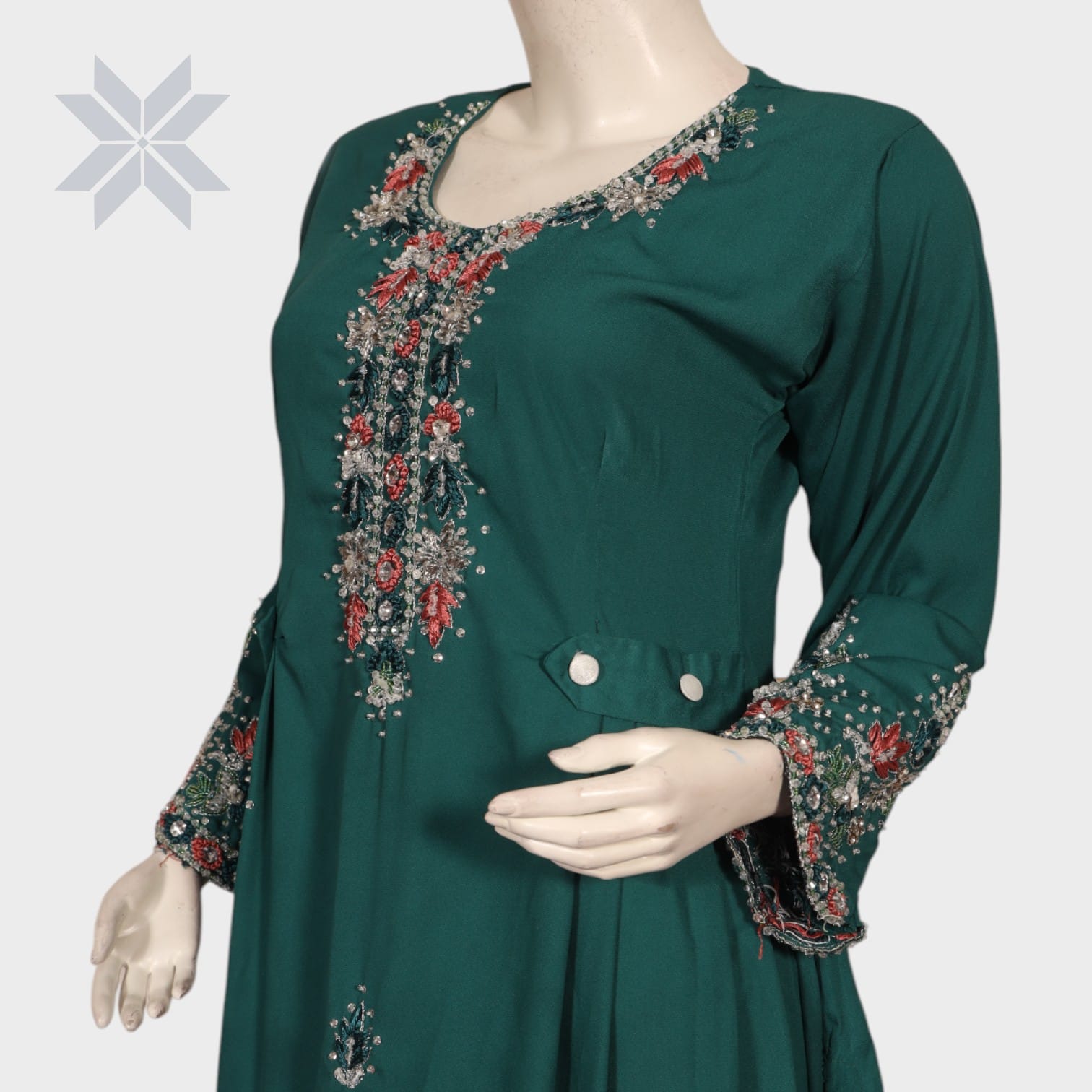 Zamzam Teal Embroidered Kurti