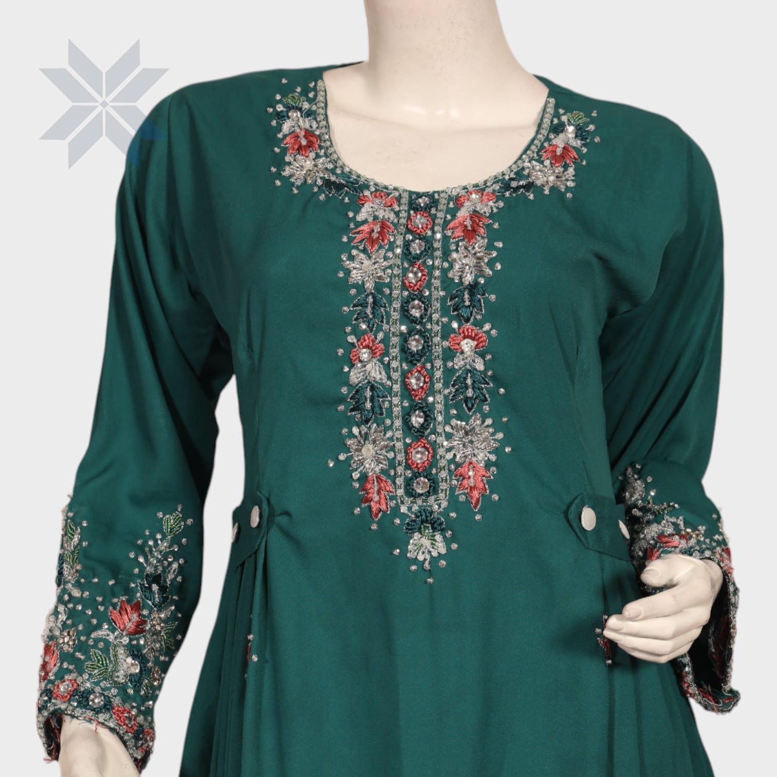 Zamzam Teal Embroidered Kurti