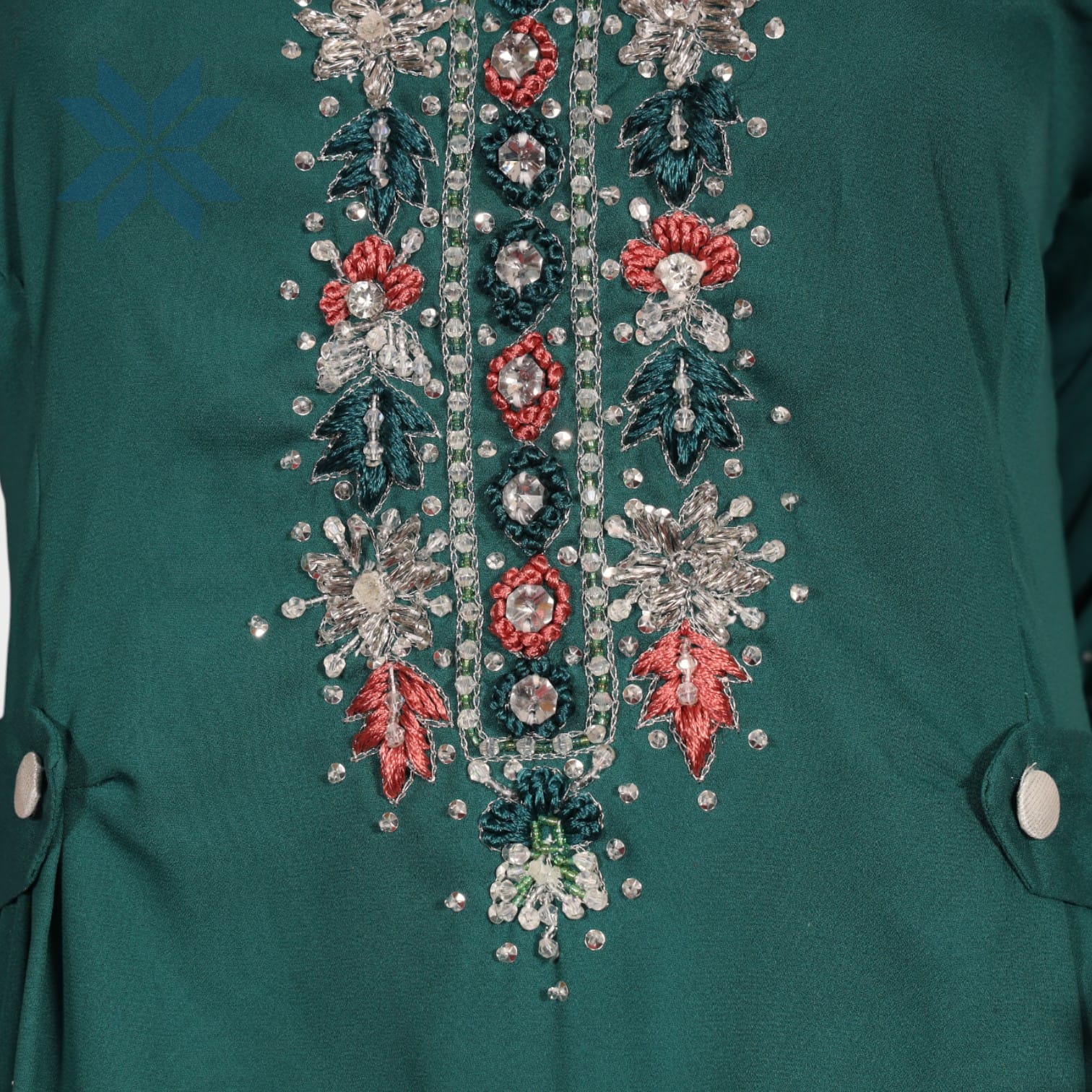 Zamzam Teal Embroidered Kurti
