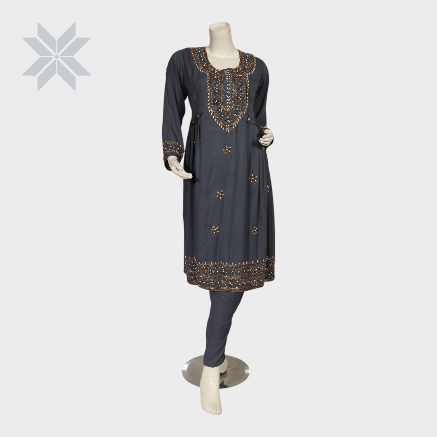 Noor Midnight Embroidered Kurti Set