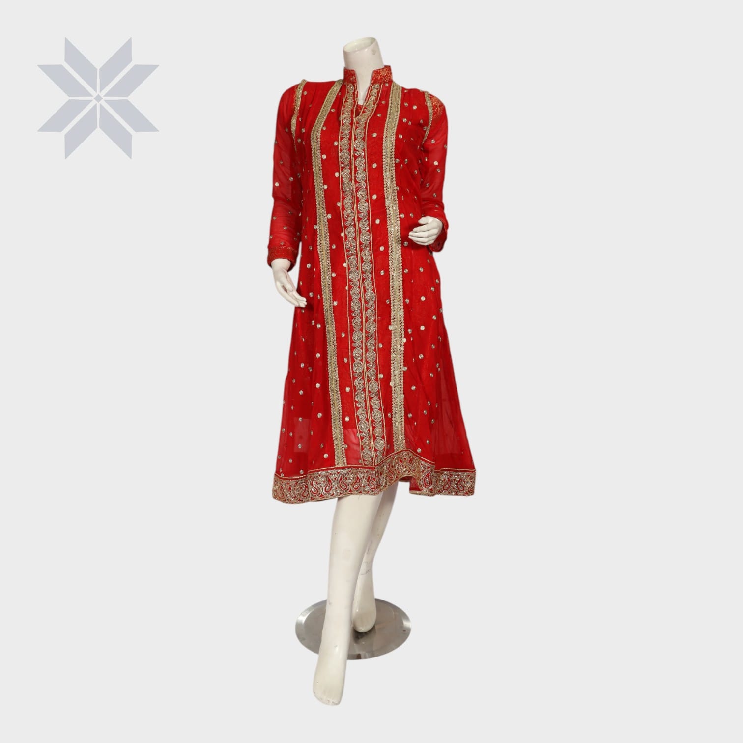Royal Ruby Hand-Embroidered Long Dress