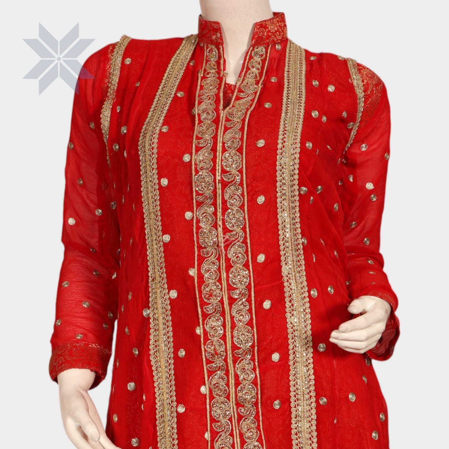 Royal Ruby Hand-Embroidered Long Dress