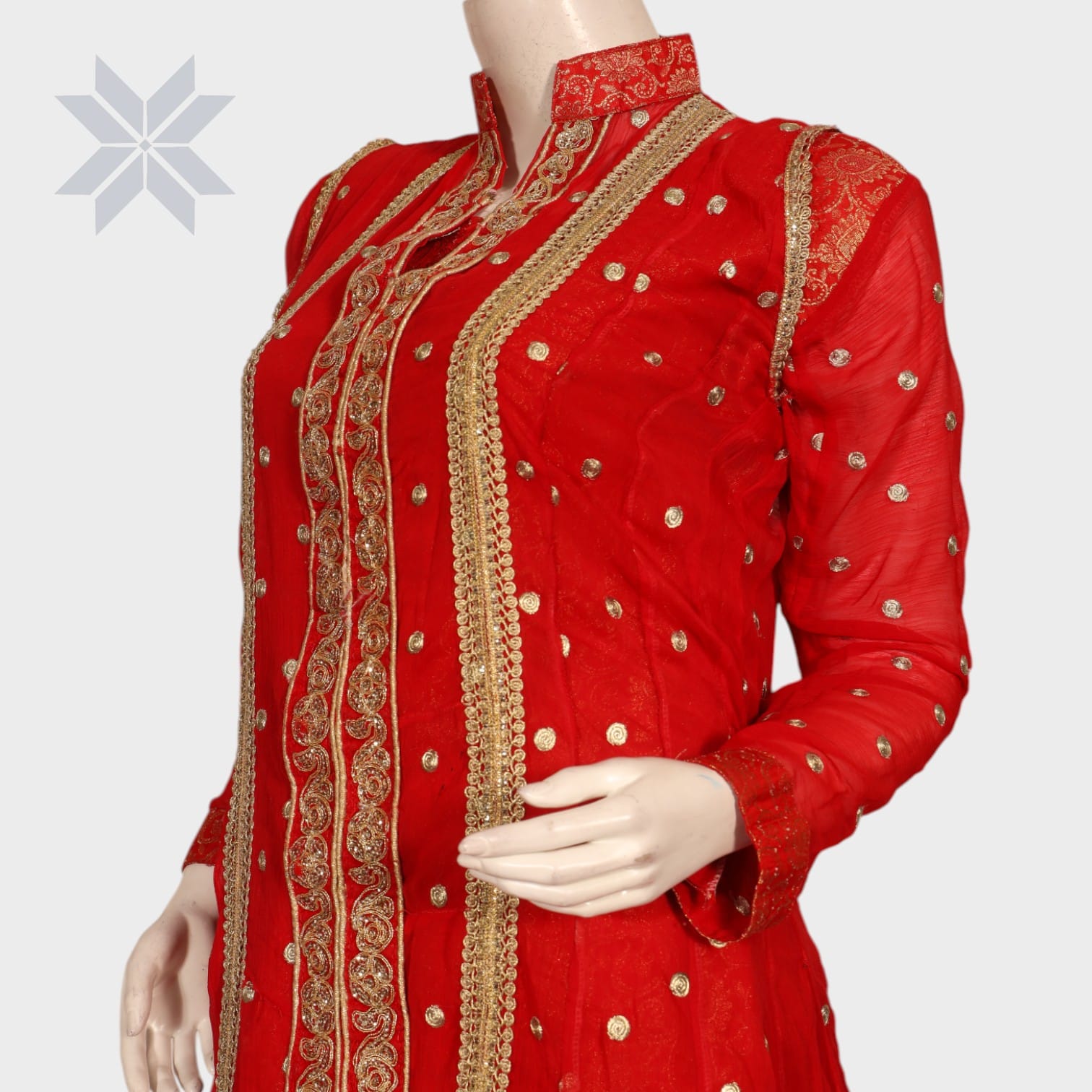 Royal Ruby Hand-Embroidered Long Dress