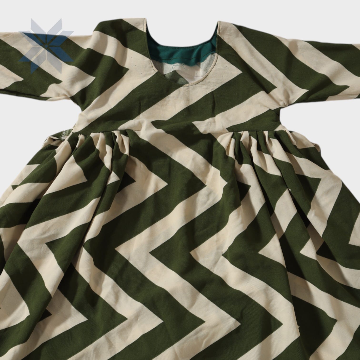 Olive Zigzag Baby Frock Set