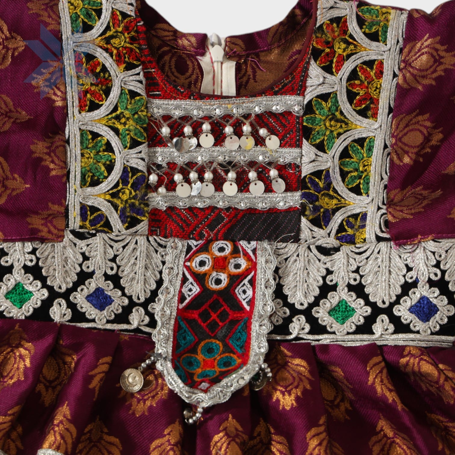 Mini Royal Maroon Afghani Dress Set