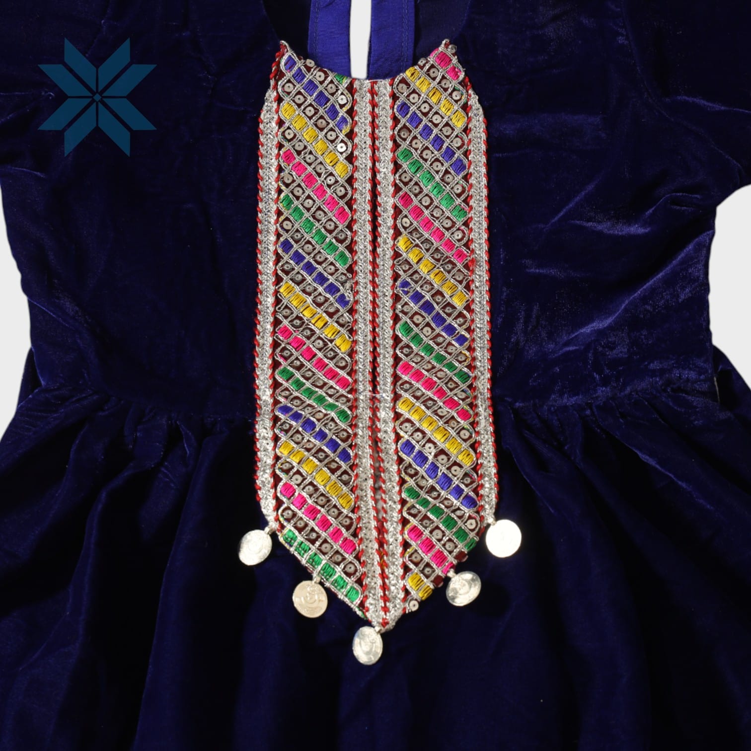 Midnight Velvet Embroidered Afghani Dress (Kids)
