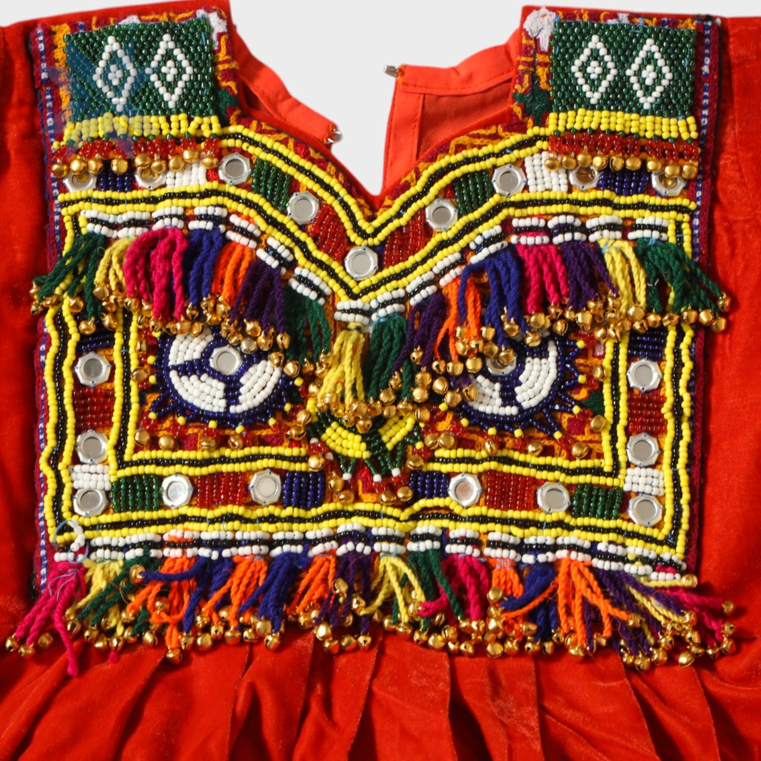Red Nomad Embroidered Kids Afghani Dress