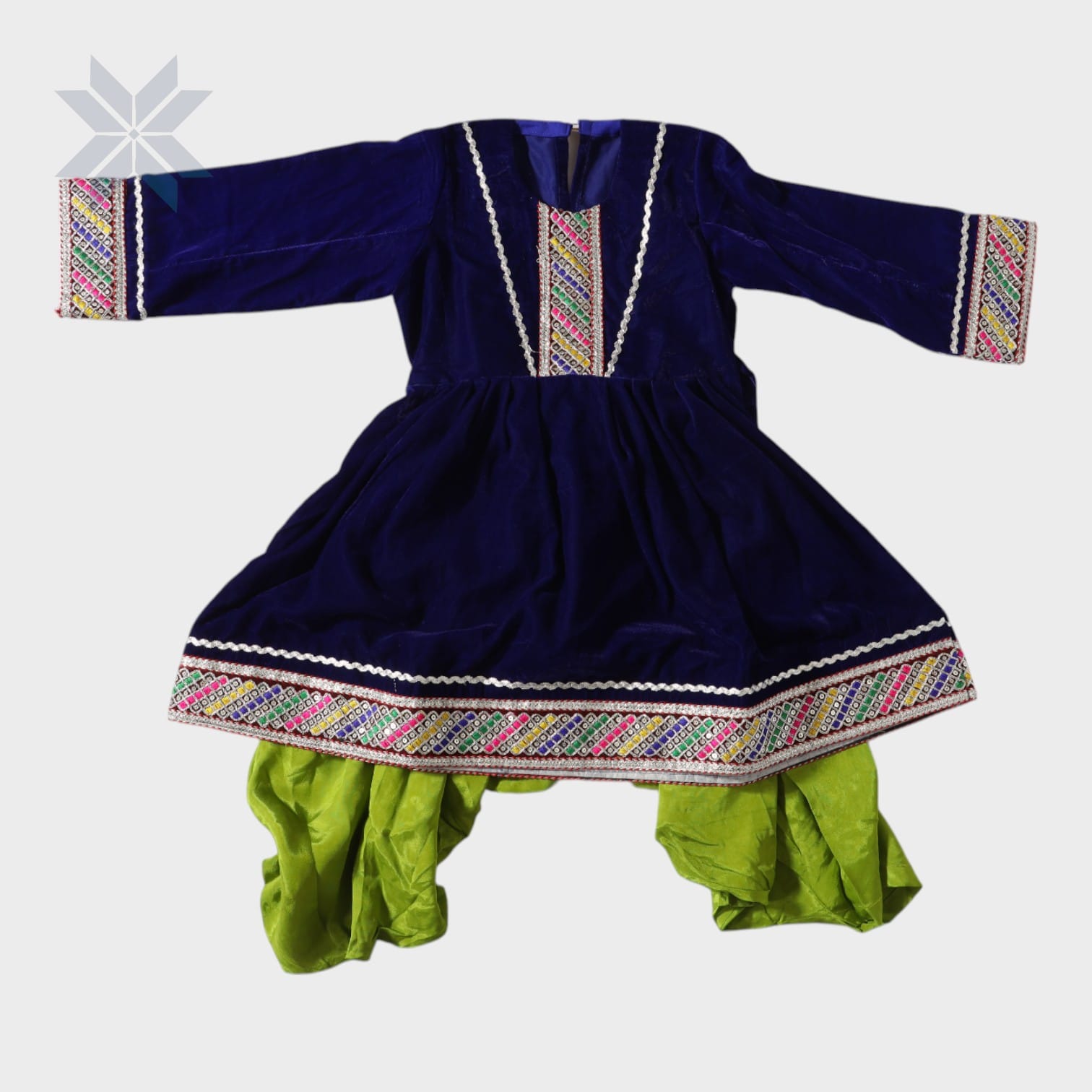 Midnight Blue Afghani Dress Set for Girls