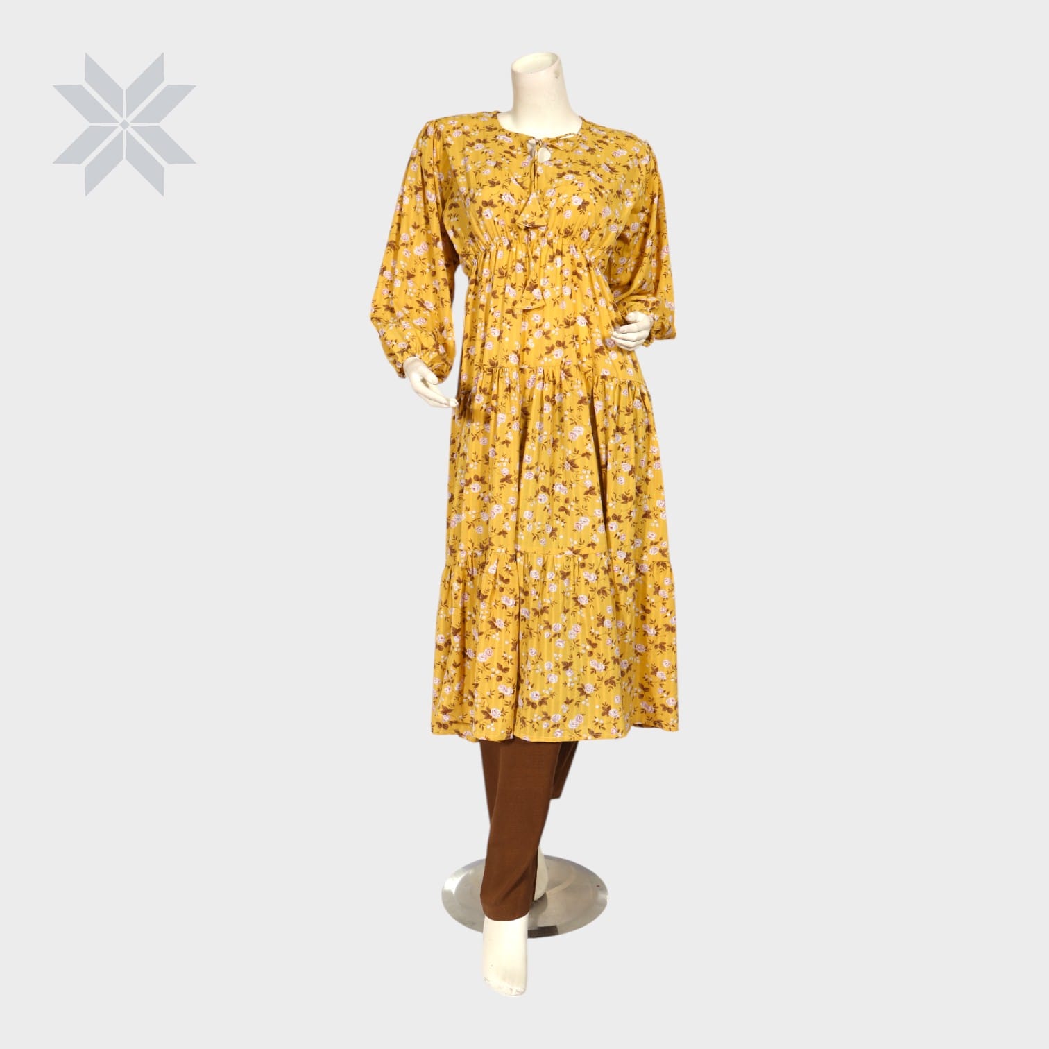Golden Bloom Midi Dress
