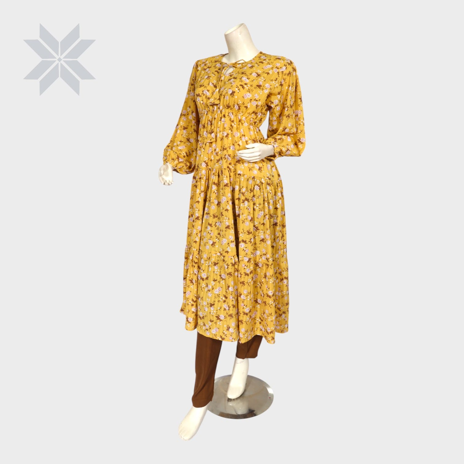 Golden Bloom Midi Dress