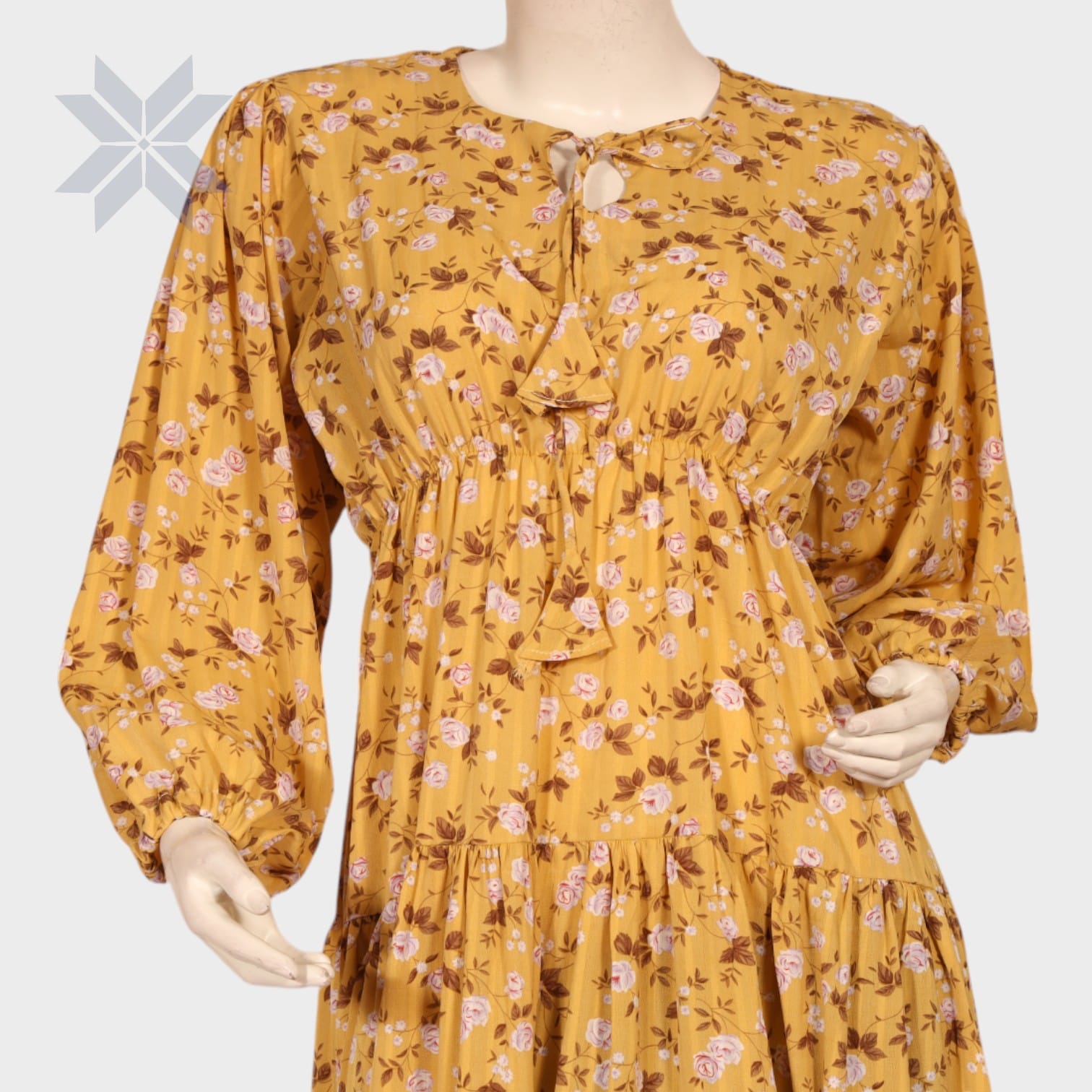 Golden Bloom Midi Dress