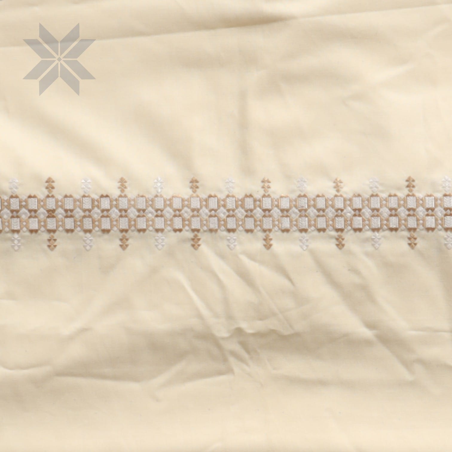 Classic Cream Kameez Fabric with Embroidered Border