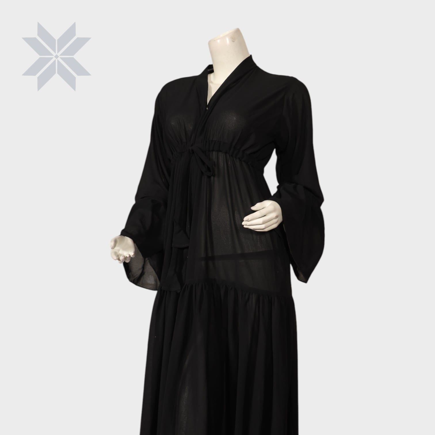 Sheer Black Flare Abaya