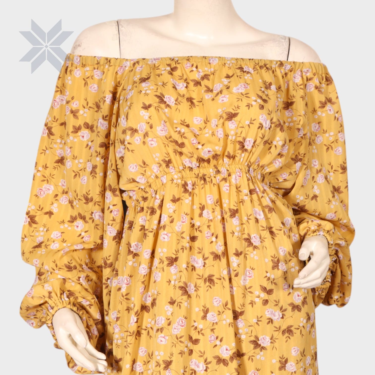 Mustard Floral Peplum Dress