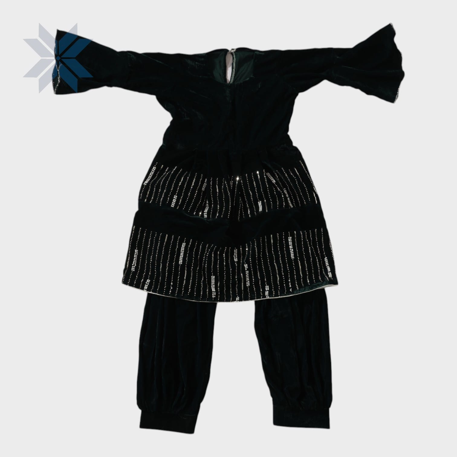Black Velvet Afghani Party Dress For Kids