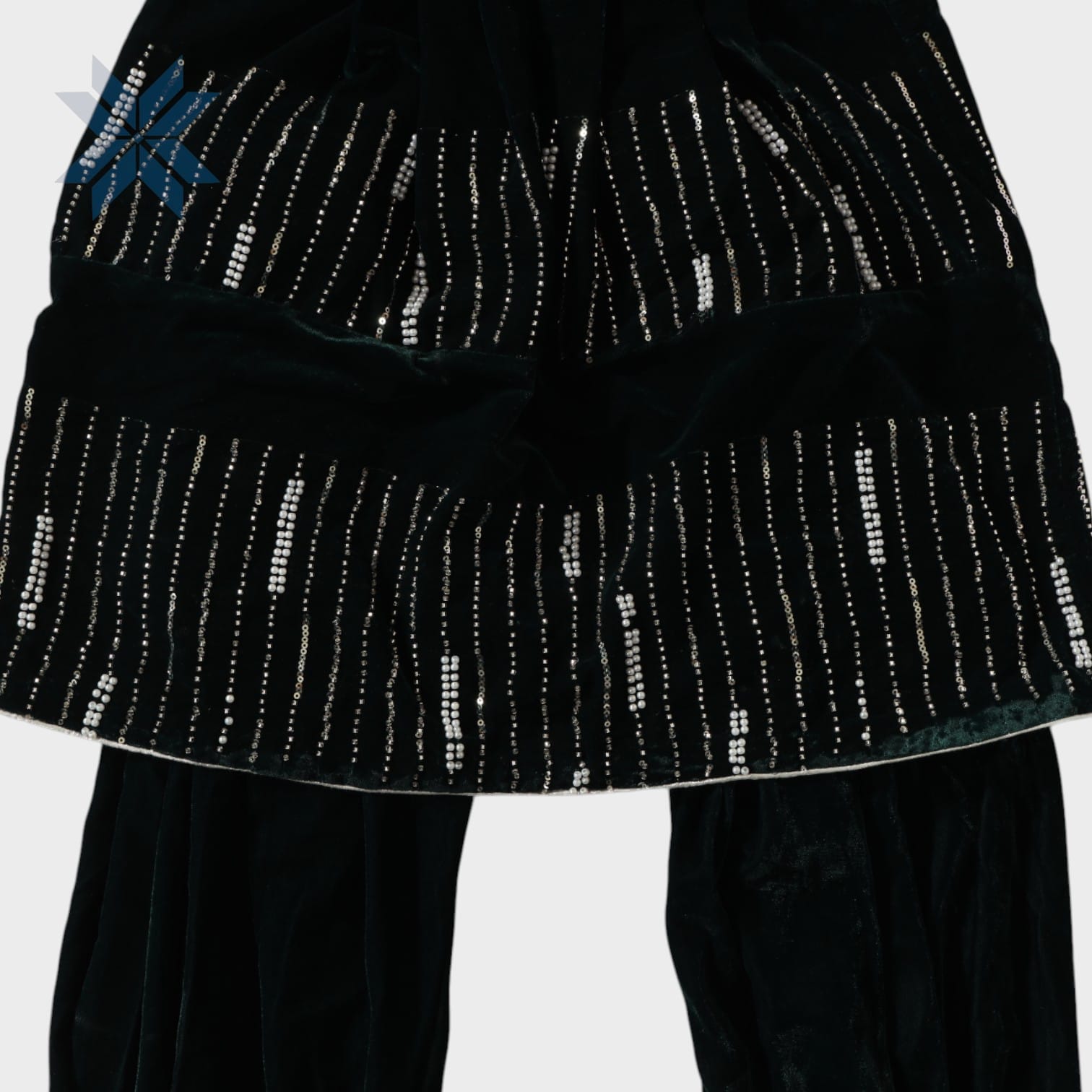 Black Velvet Afghani Party Dress For Kids