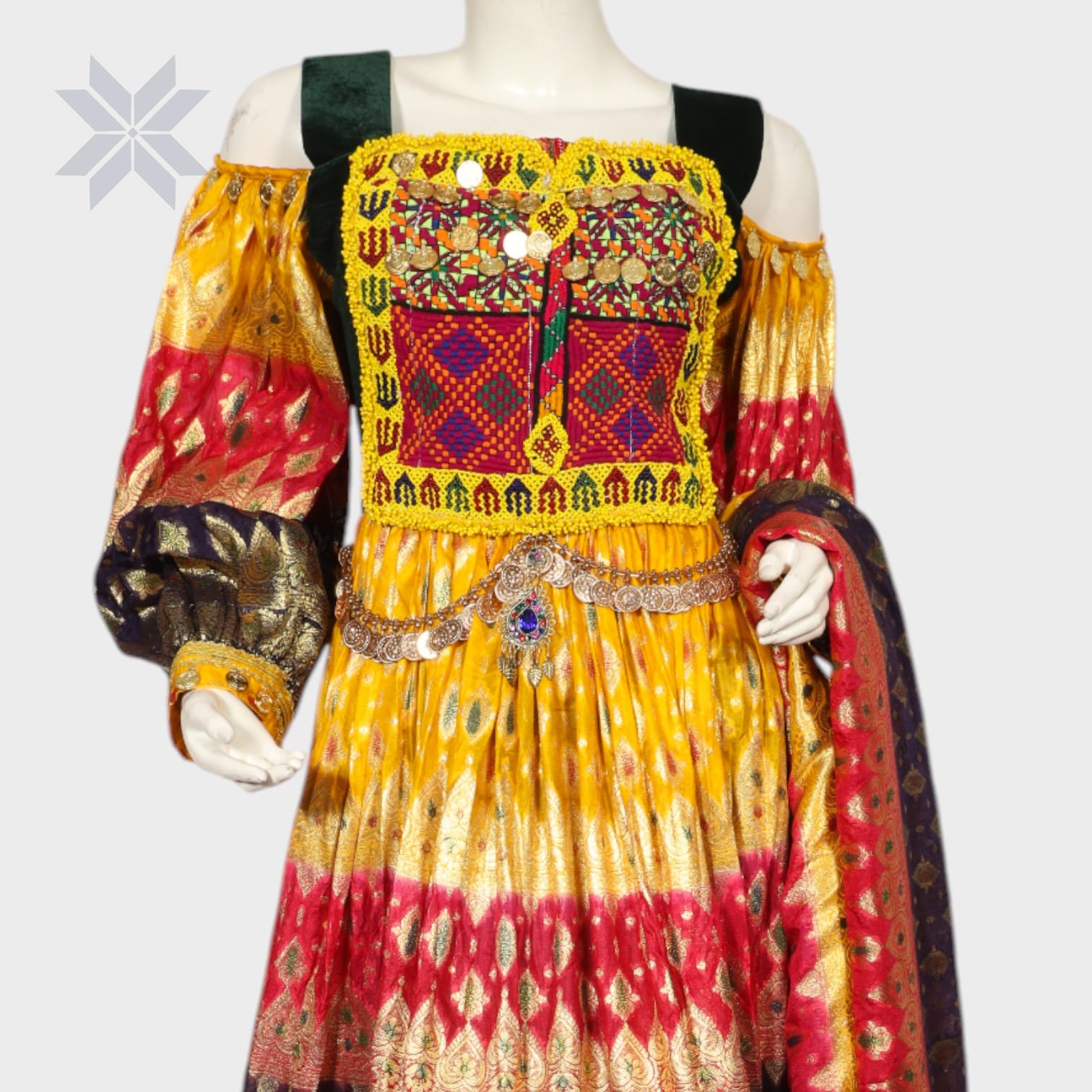 Multicolor Traditional Afghani Dress