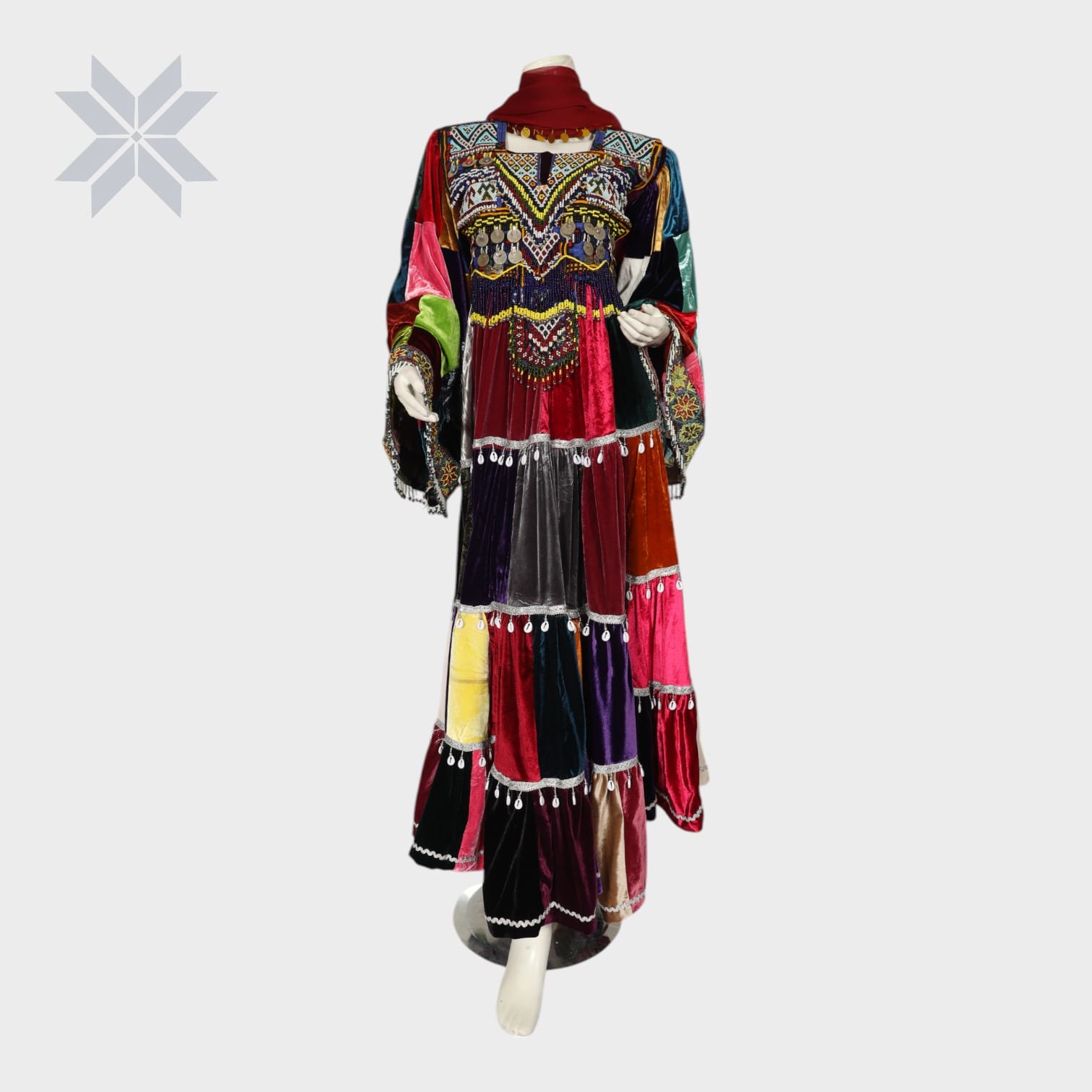 Traditional Multicolor Patchwork Afghani Dress