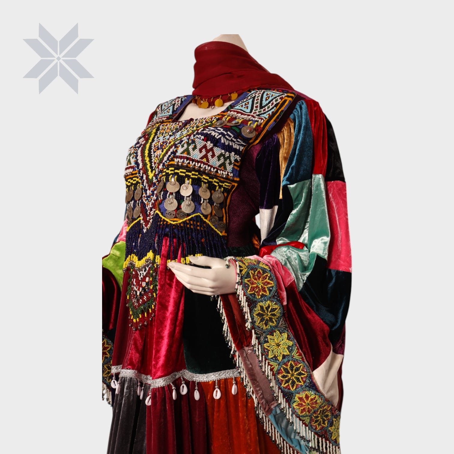 Traditional Multicolor Patchwork Afghani Dress
