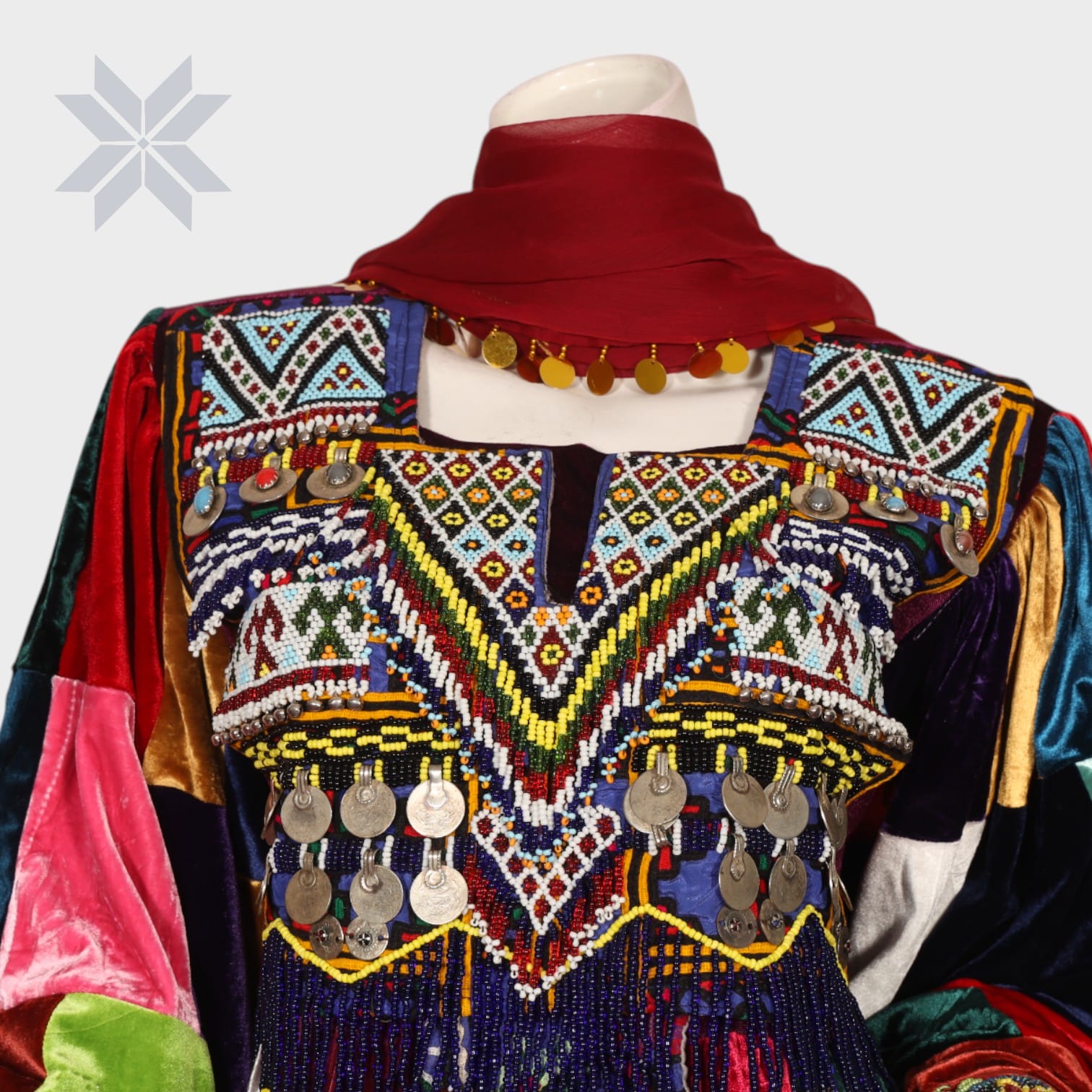 Traditional Multicolor Patchwork Afghani Dress
