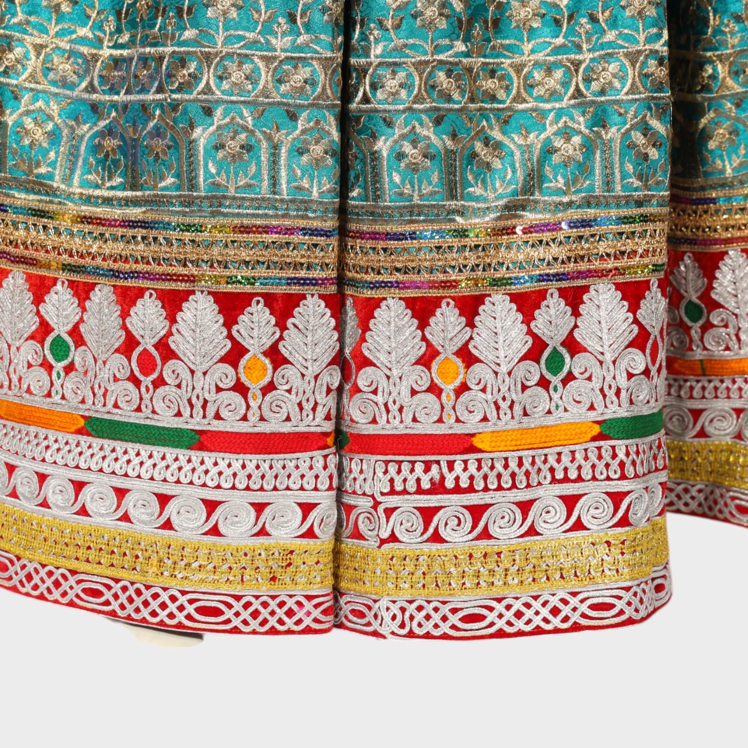  Turquoise and Red Traditional Afghani Dress Set