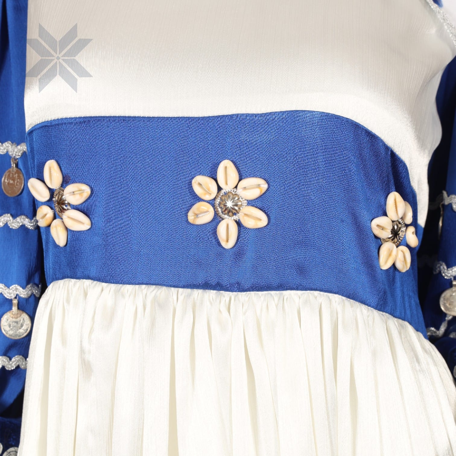 White and Royal Blue Traditional Afghani Dress