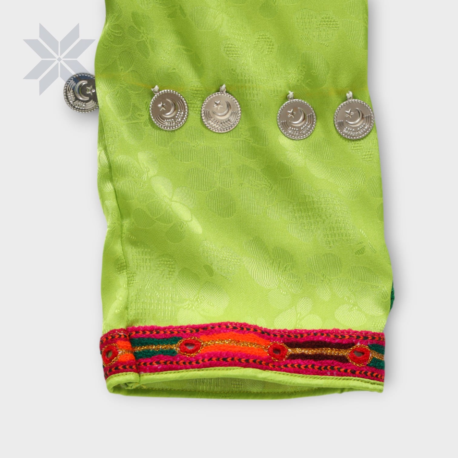 Lime Green & Royal Blue Embroidered Afghani Dress Set kids