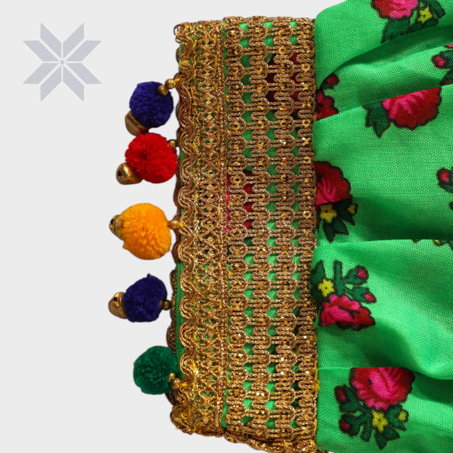 Royal Blue & Green Embroidered Traditional Afghani Dress Set kids
