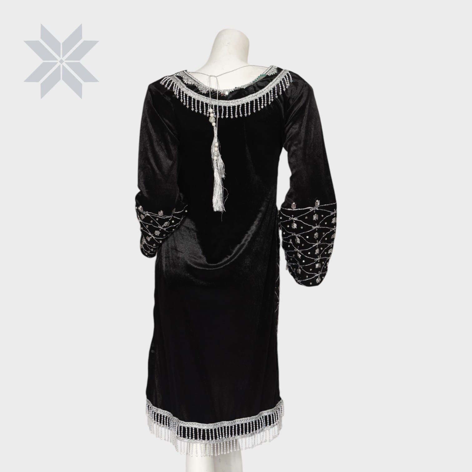 Black Embellished Velvet Formal Dress