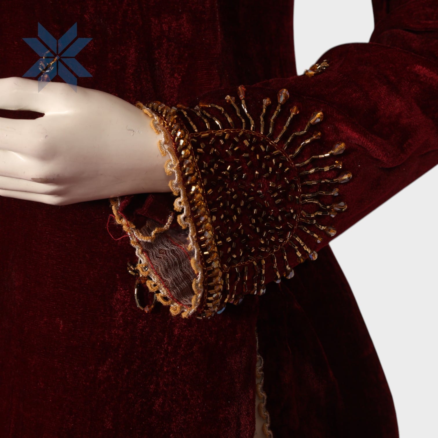 Maroon Hand-Embroidered Velvet Formal Dress